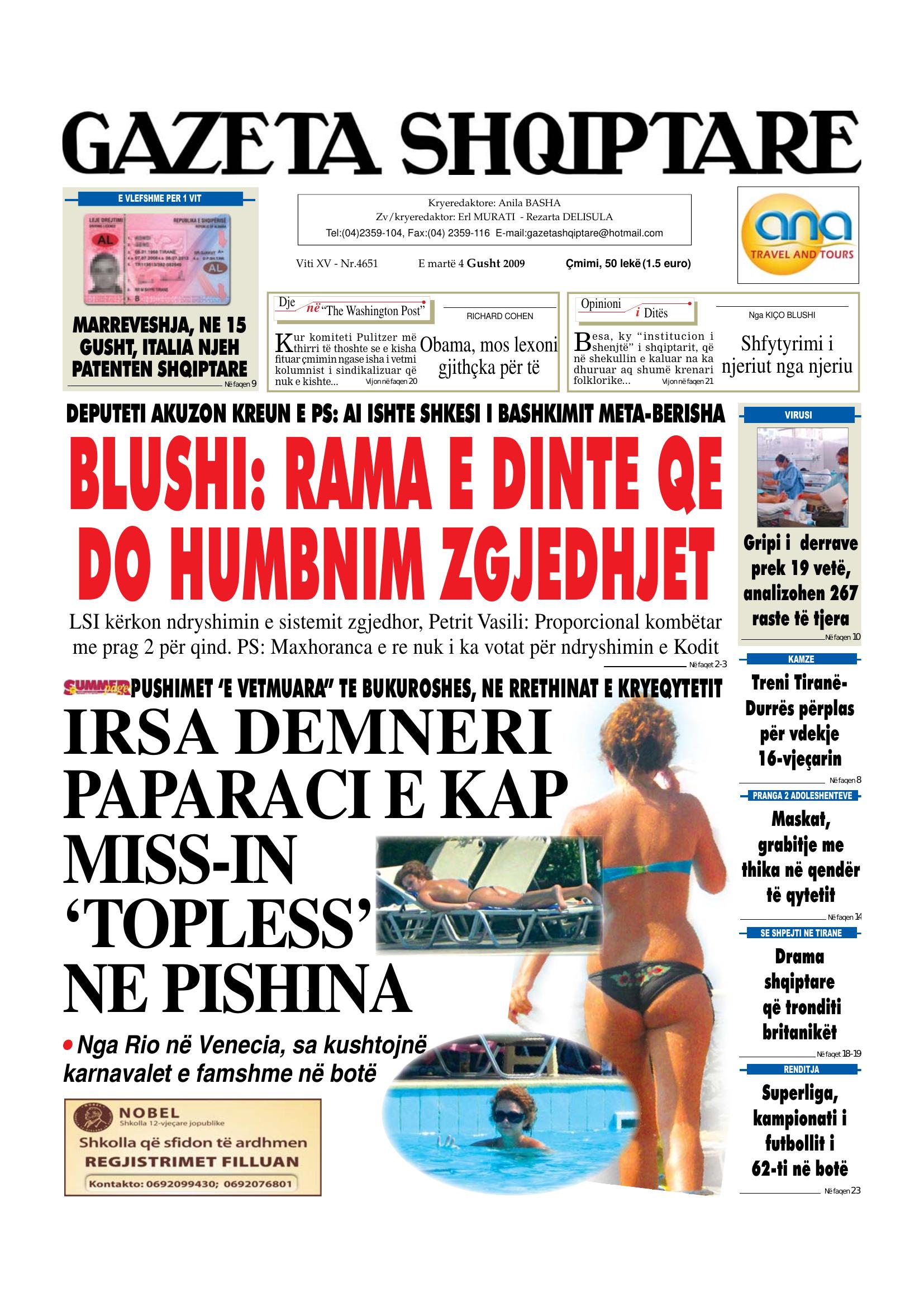 Gazeta Shqiptare 2009-08-04